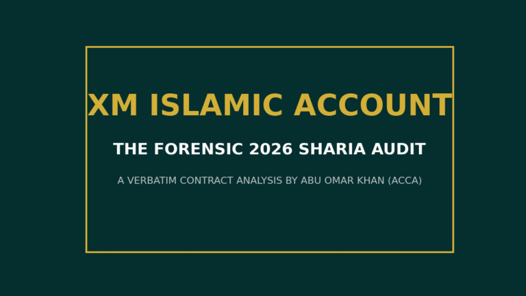 Forensic review of the XM Islamic account showing swap-free specifications and Sharia compliance markers.